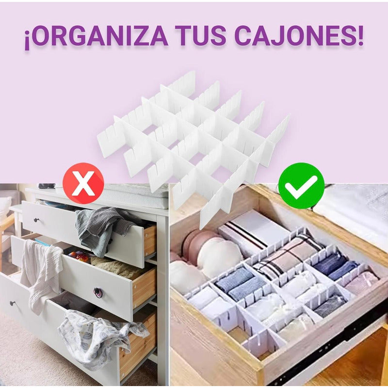 Separadores De Gaveta Organizador Closet 2 Pcs Ajustables