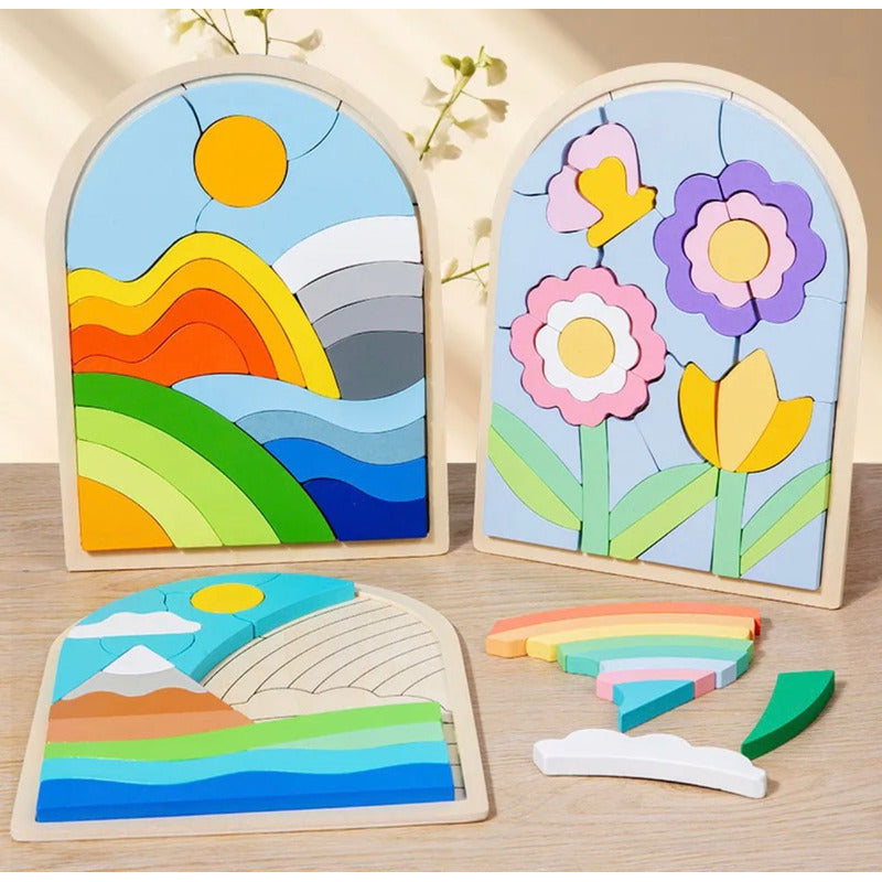 Juego Encaje Rompecabezas Puzzles Madera 3d Niños Montessori