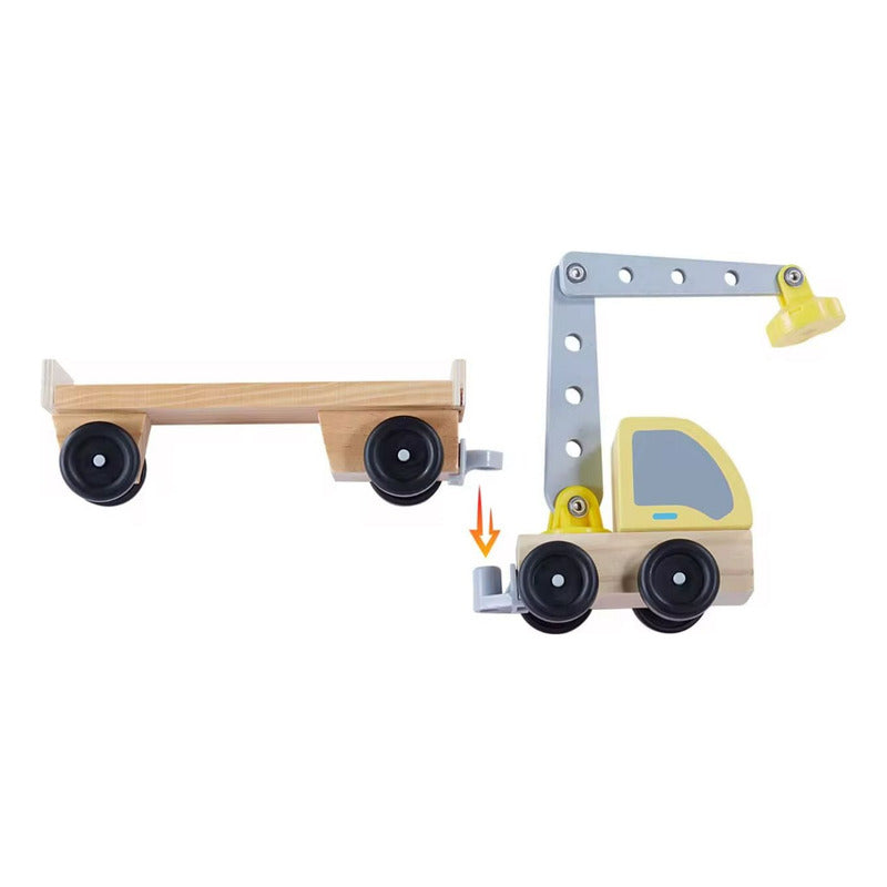 Juguete Didáctico Niños Camión Con  Cargador Madera Autos Camión Multicolor