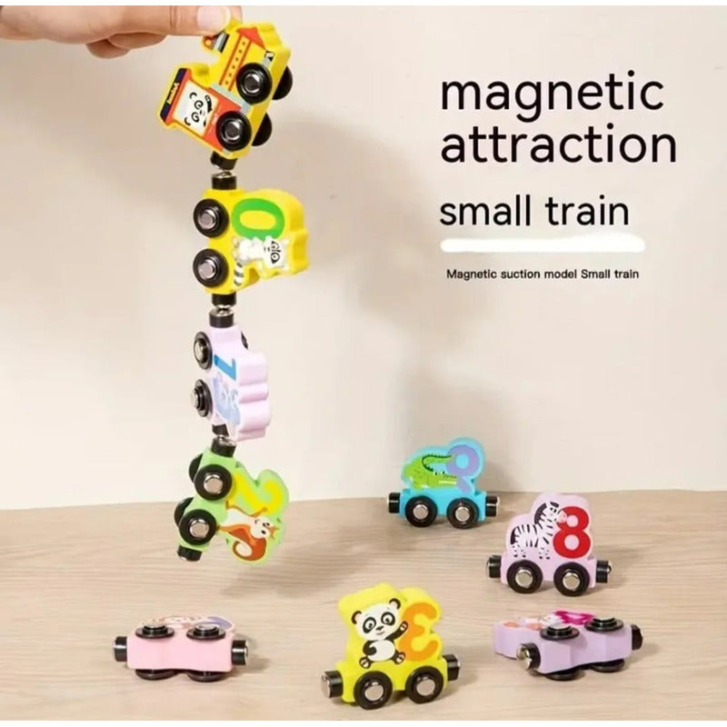 Juguete Didáctico Madera Tren Con Imán Niños
