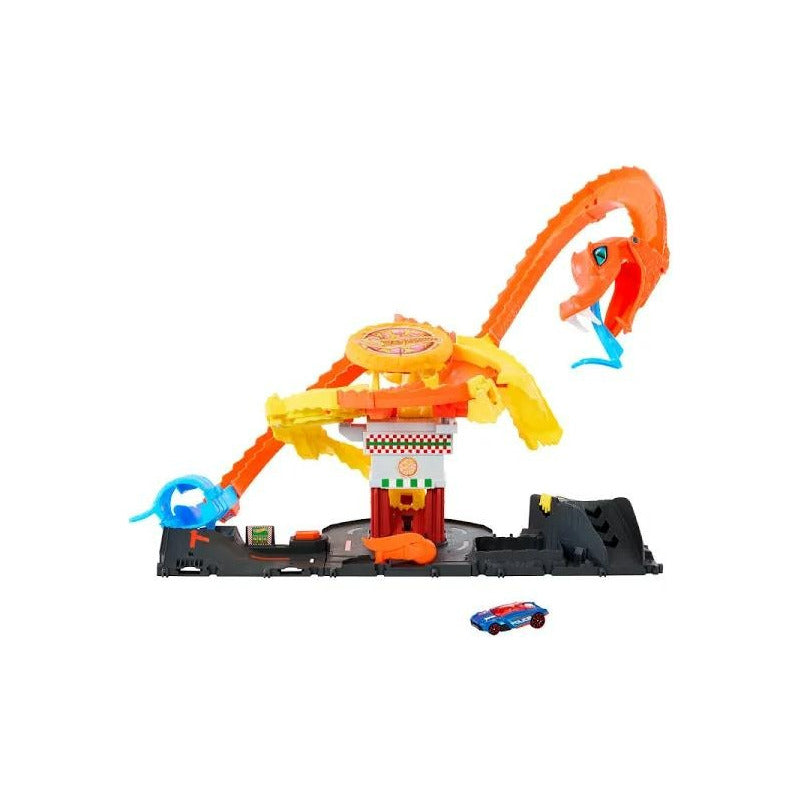 Pista De Auto Juguete Ataque De Cobra - Pizzería Hot Wheels Naranja