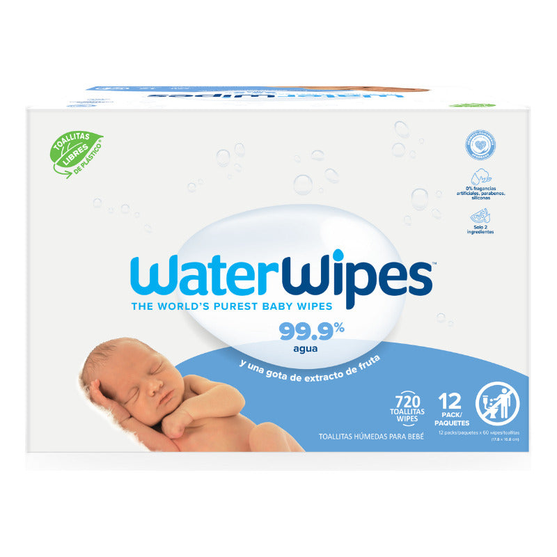 Toallitas Húmedas Waterwipes 99,9% Agua Caja 12x60uns  Piel Sensible