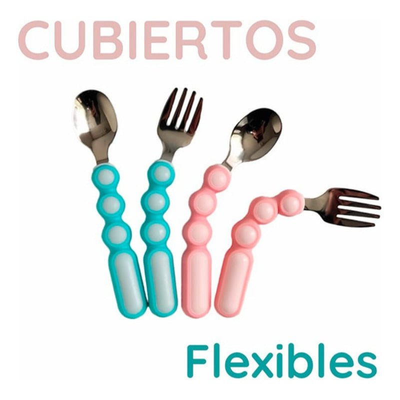 Set Cubiertos Para Bebés Y Niños Flexibles (cuchara-tenedor)