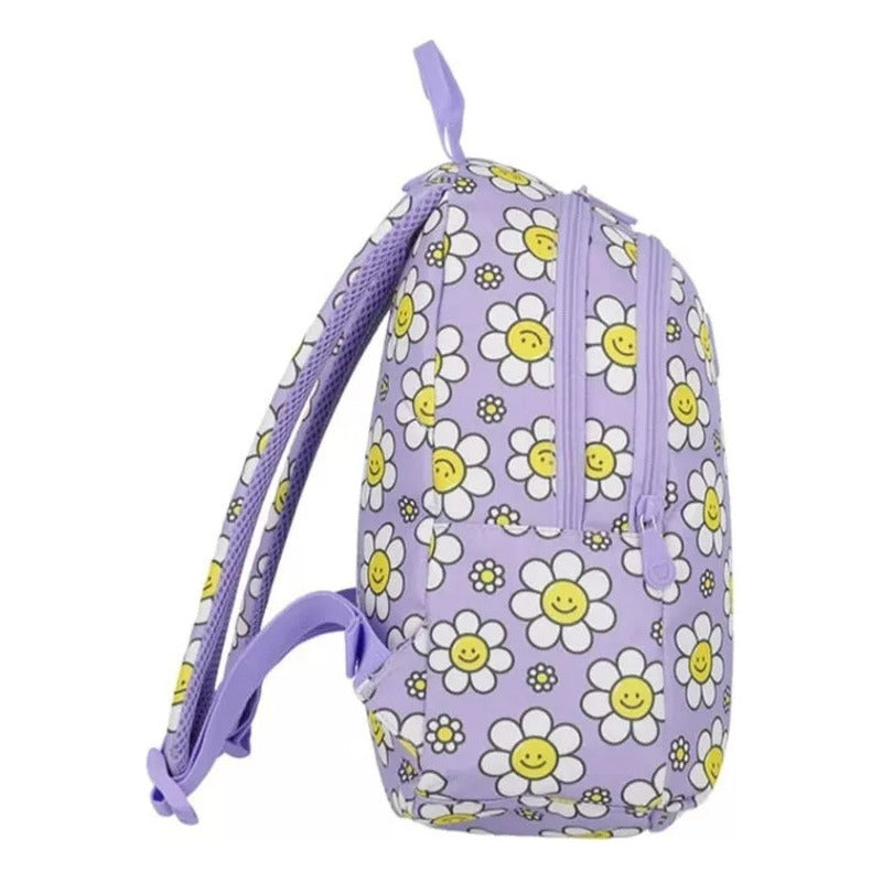 Mochila Escolar Infantil Homeschool Saxoline Floreada