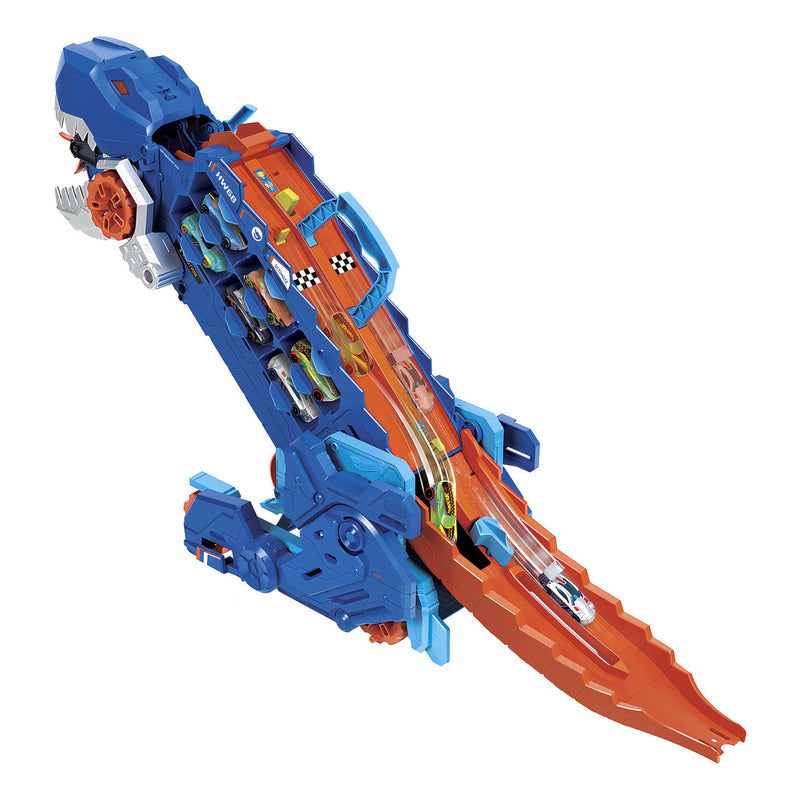 Hot Wheels City Pista De Juguete Súper Remolque T-rex Autos Multicolor