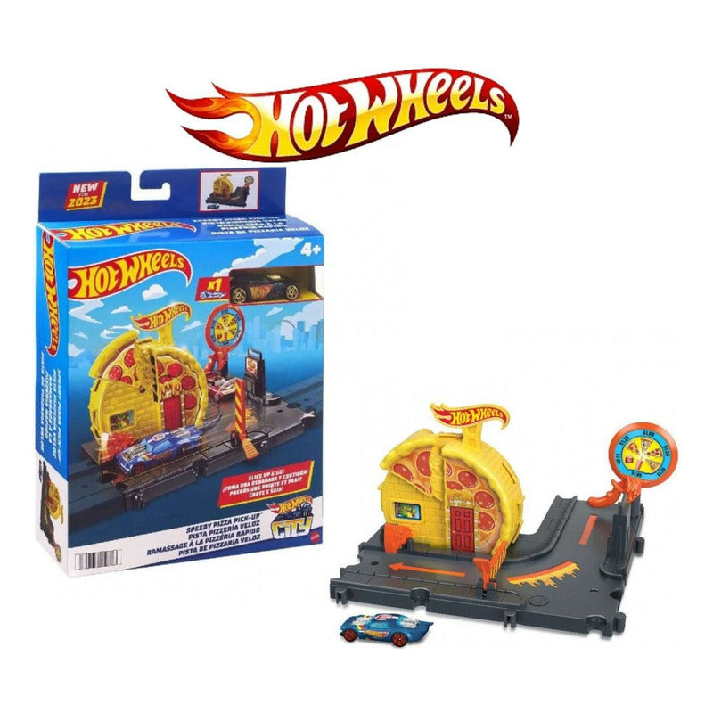 Pista De Autos Hot Wheels City Estación Juguete Con Auto Amarilla - Pizza