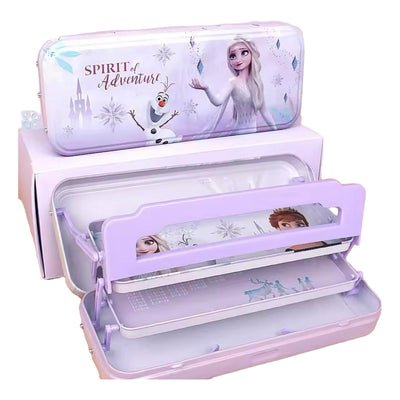 Cartuchera Estuche Metal Frozen Niños-niñas Violeta Frozen