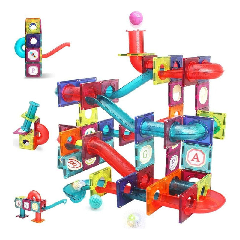 Juego De Construcción Magnético Imán Laberinto- Luz 125pzs