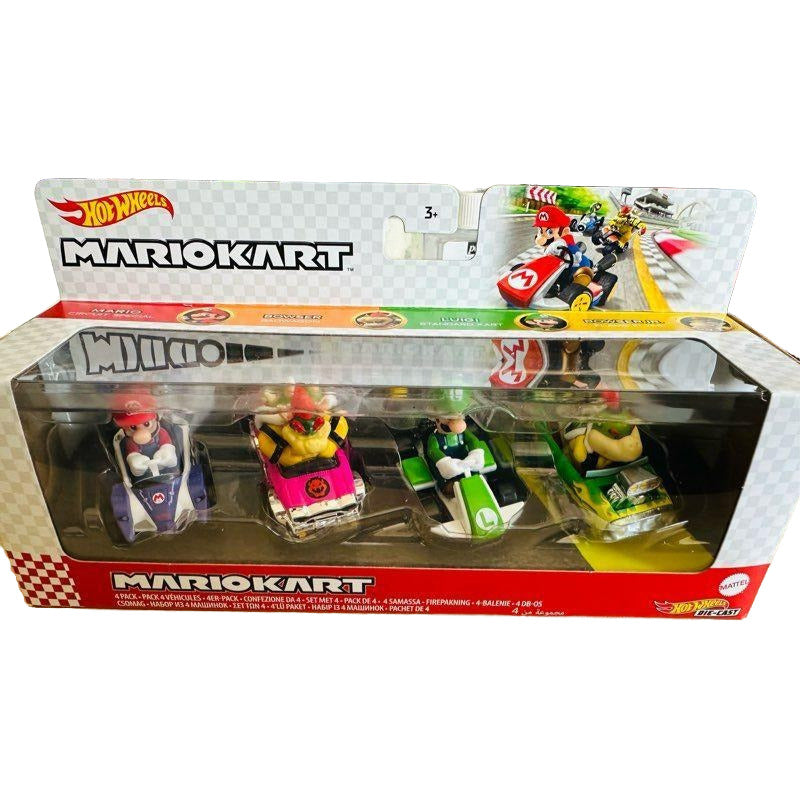 Pack 4 Autos Hot Wheels Mario Kart Carreras Multicolor