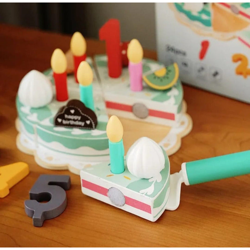 Juguete De Madera Pastel De Cumpleaños-torta Niños