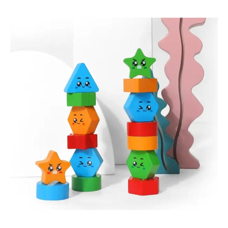 Juego De Patrones-encaje Madera Figuras Geométricas Niños
