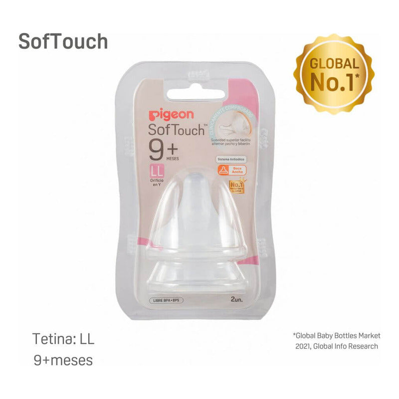 Tetina Pigeon Softouch Repuesto Boca Ancha Talla Ll +9m