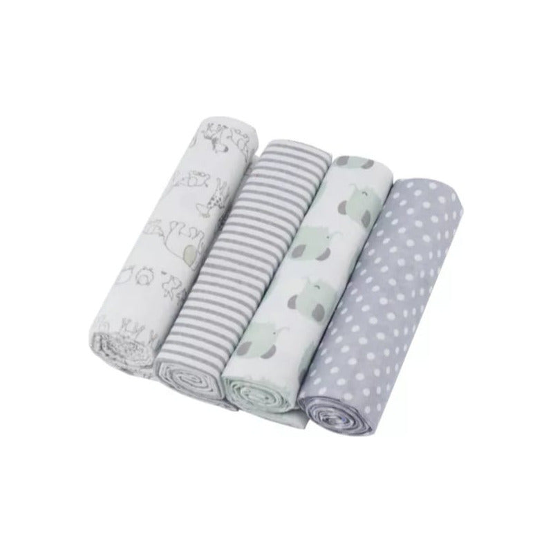 Set 4 Tutos Mantas Bebé Pañales Algodón Multiusos