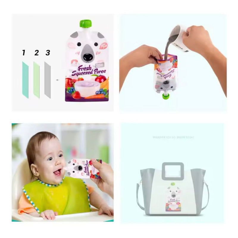 Pack 10 Bolsas Reutilizable Para Papillas Y Compotas Bebés