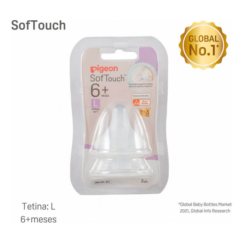 Tetina Pigeon Softouch Repuesto Boca Ancha Talla L +6m