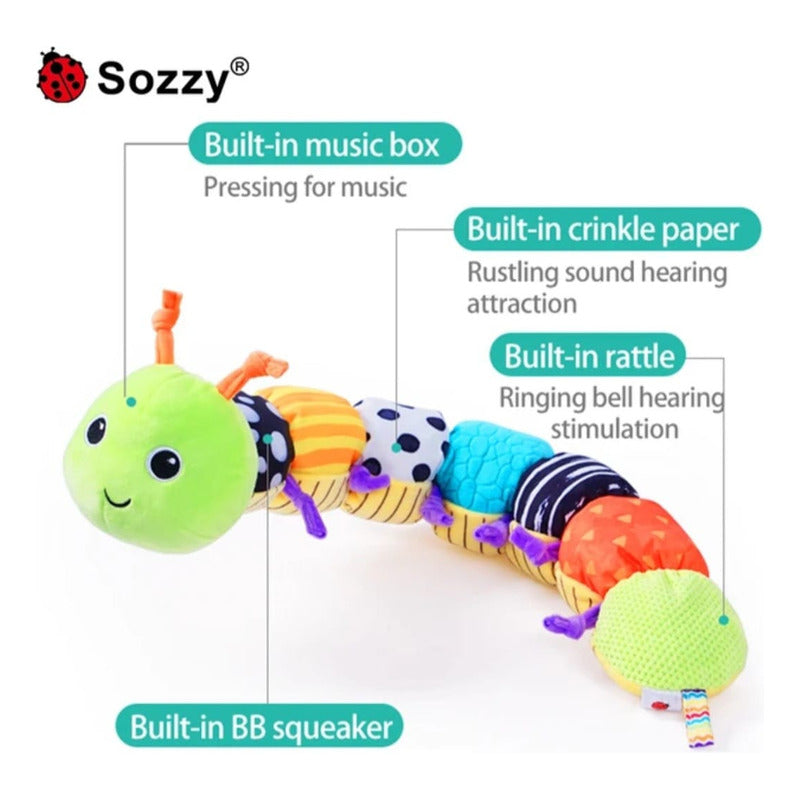 Peluche Gusano Sensorial Oruga Niños Multicolor Infantil