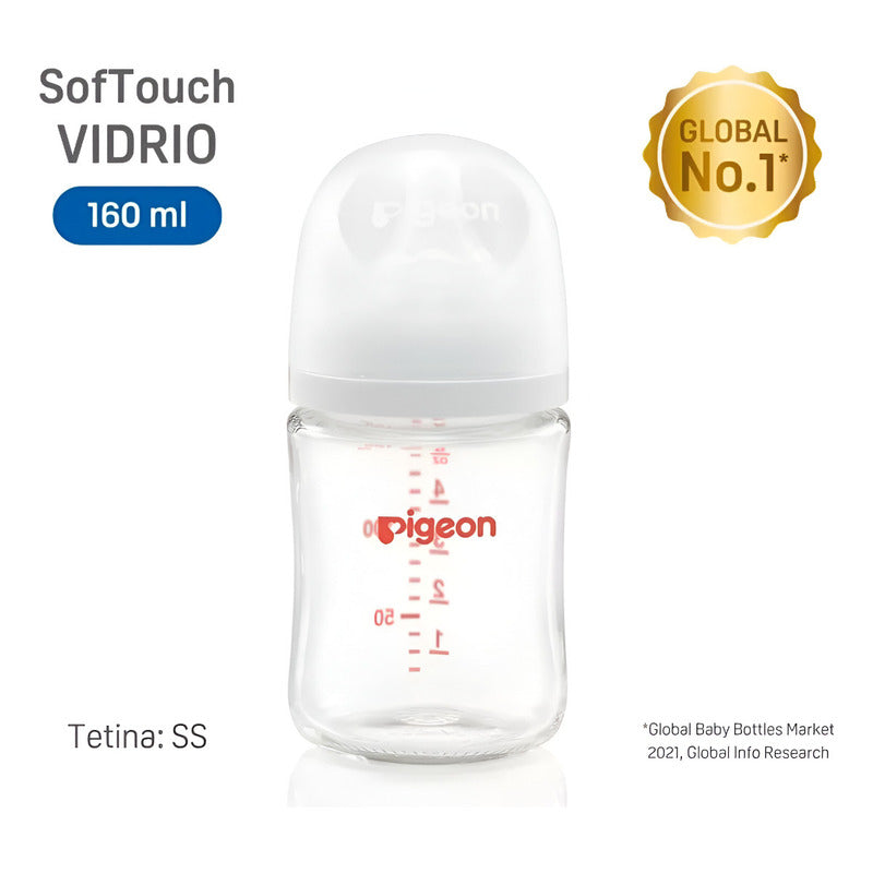 Biberón Softouch Pigeon Vidrio 160ml  Color Blanco