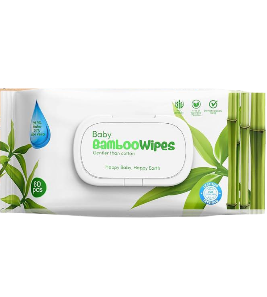Toalla Húmedas Bambu Agua 99.9% 60unid Biodegradable Nachin