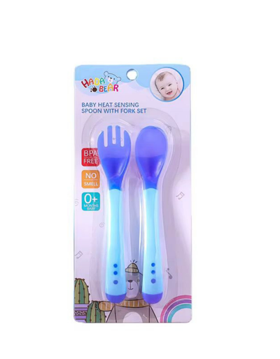 Set Cuchara-tenedor Silicona Con Sensor De Temperatura