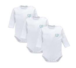 Bodys Manga Larga 3 Pzs Bebé Algodón Bambino Blanco