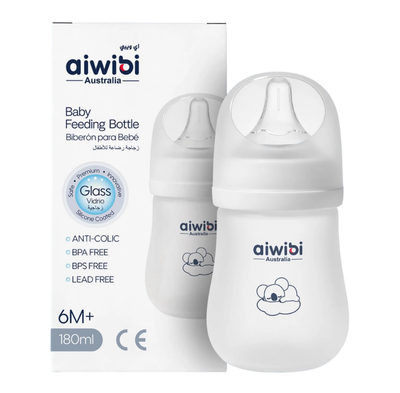 Mamadera Anticólico De Vidrio - Silicona Aiwibi 180ml