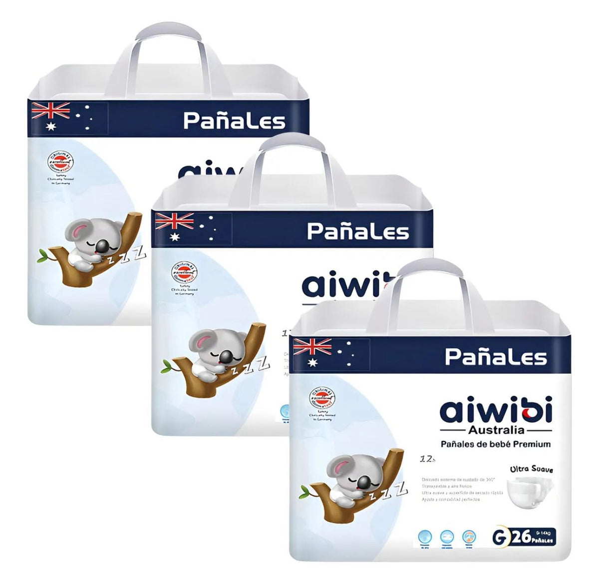 Pañales Aiwibi Premium Tripack talla G