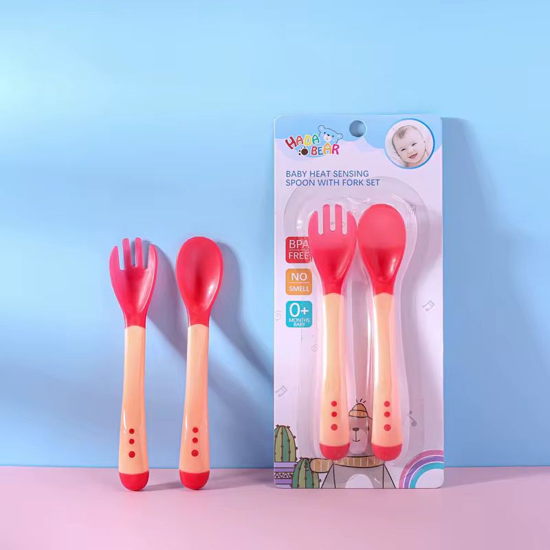 Set Cuchara-tenedor Silicona Con Sensor De Temperatura