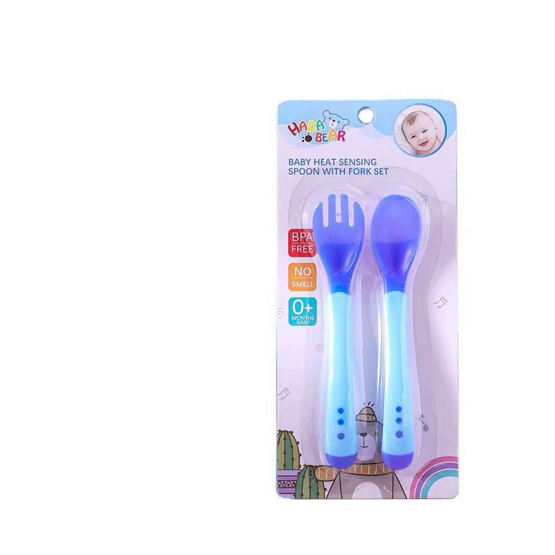 Set Cuchara-tenedor Silicona Con Sensor De Temperatura
