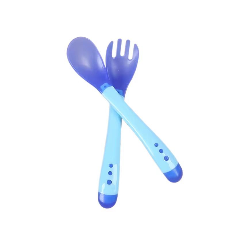 Set Cuchara-tenedor Silicona Con Sensor De Temperatura