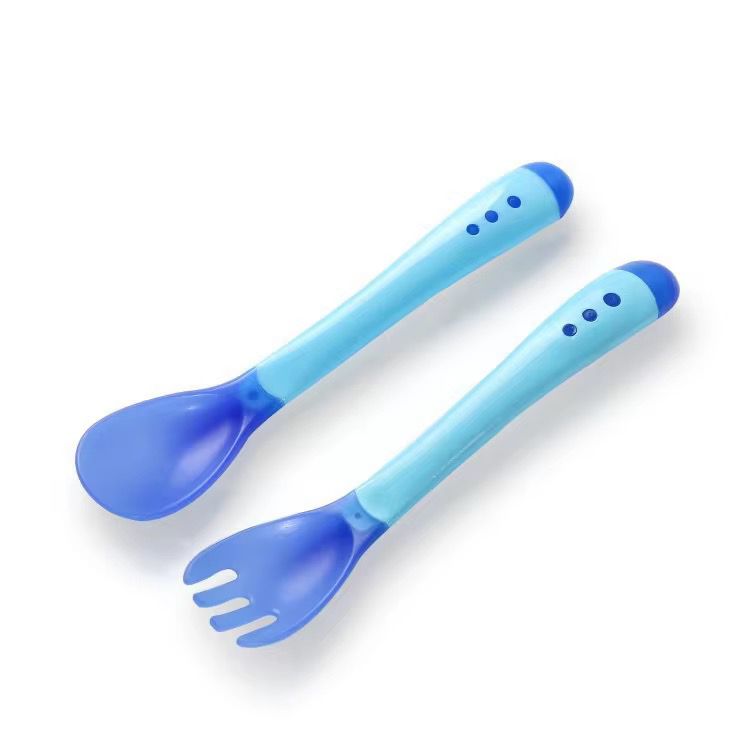 Set Cuchara-tenedor Silicona Con Sensor De Temperatura