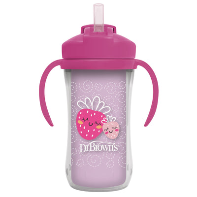 Vaso Termico Con Bombilla 12m+ Dr. Brown's 300ml Rosado