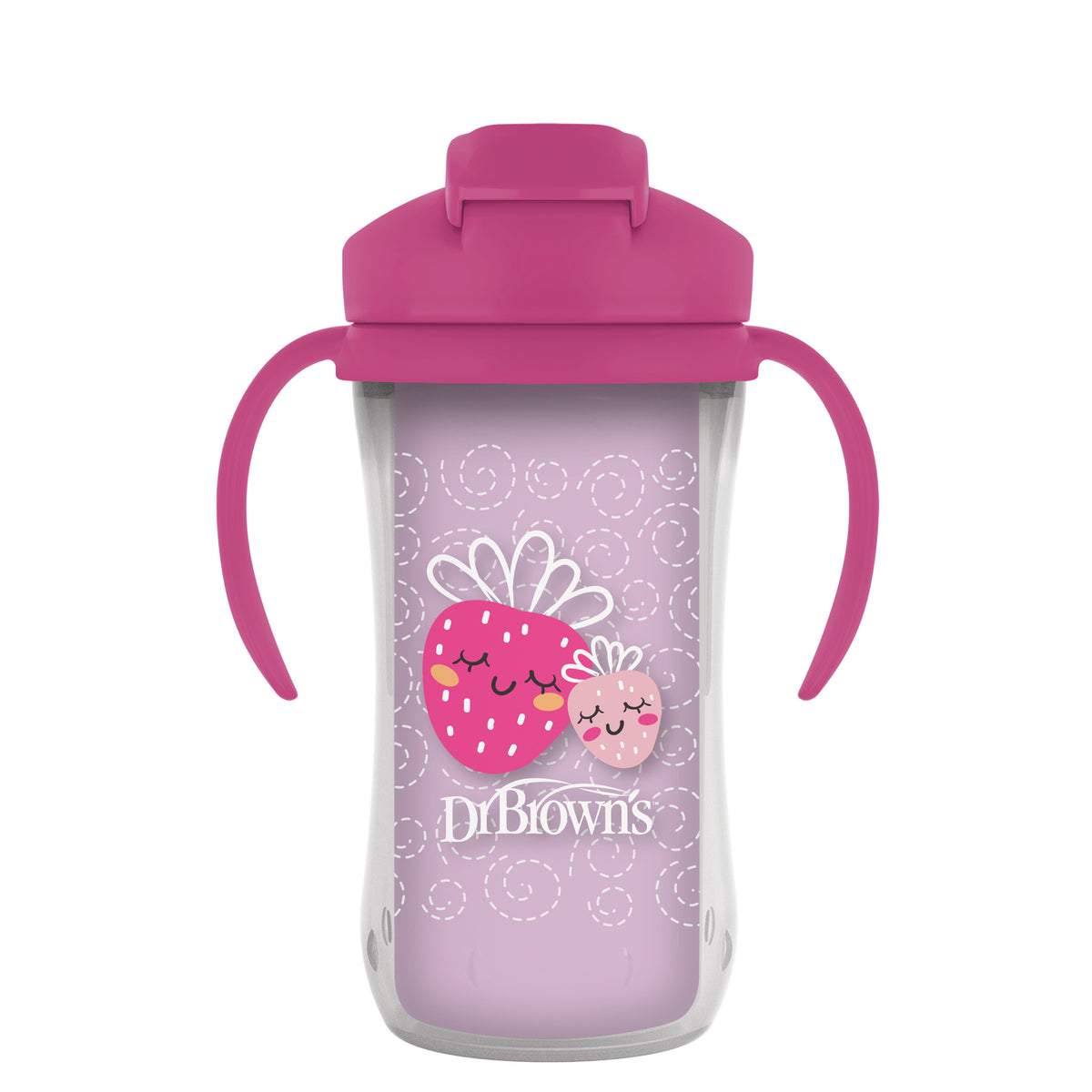 Vaso Termico Con Bombilla 12m+ Dr. Brown's 300ml Rosado