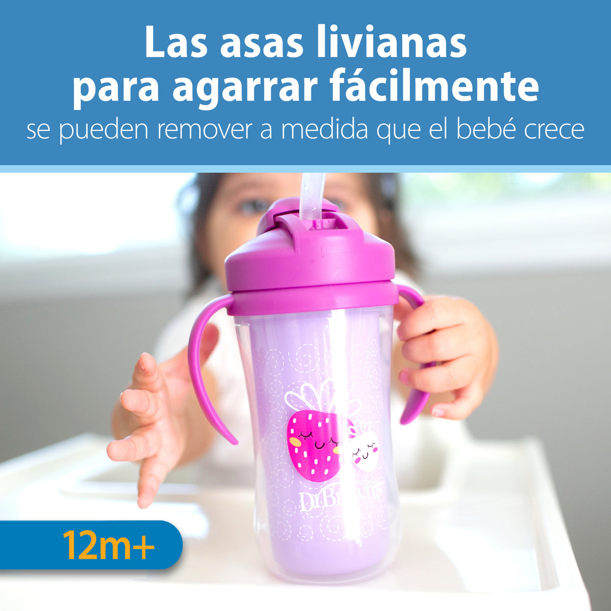 Vaso Termico Con Bombilla 12m+ Dr. Brown's 300ml Rosado