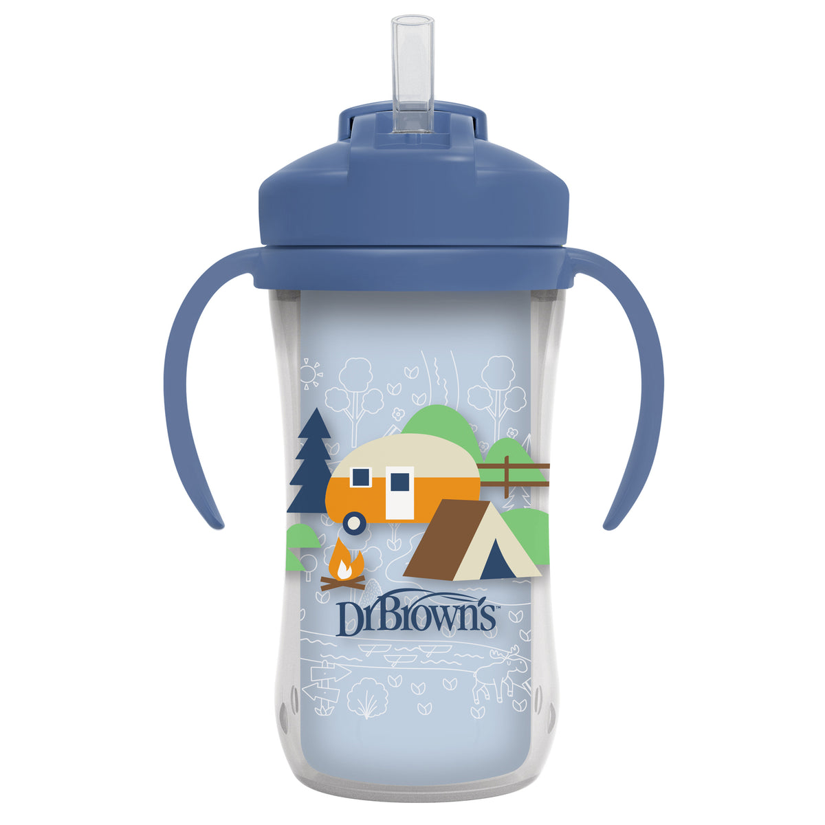 Vaso Termico Con Bombilla 12m+ Dr. Brown's 300ml Azul