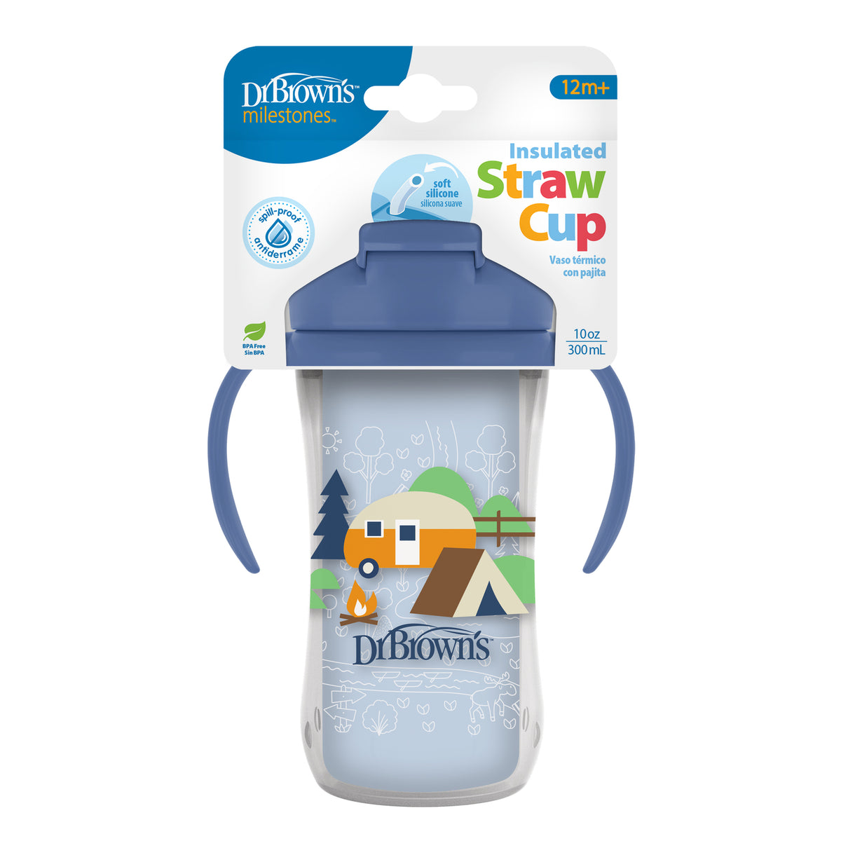 Vaso Termico Con Bombilla 12m+ Dr. Brown's 300ml Azul