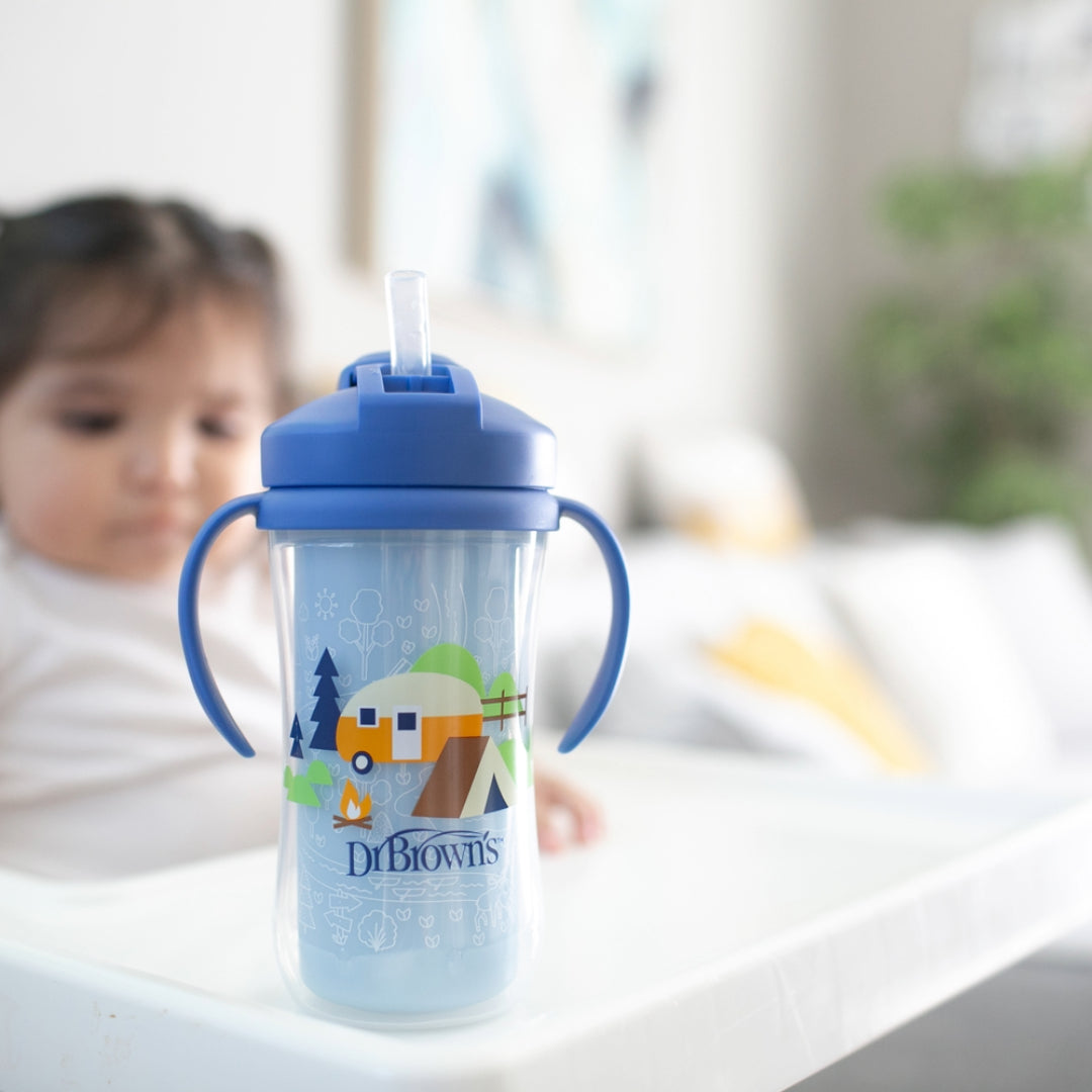 Vaso Termico Con Bombilla 12m+ Dr. Brown's 300ml Azul