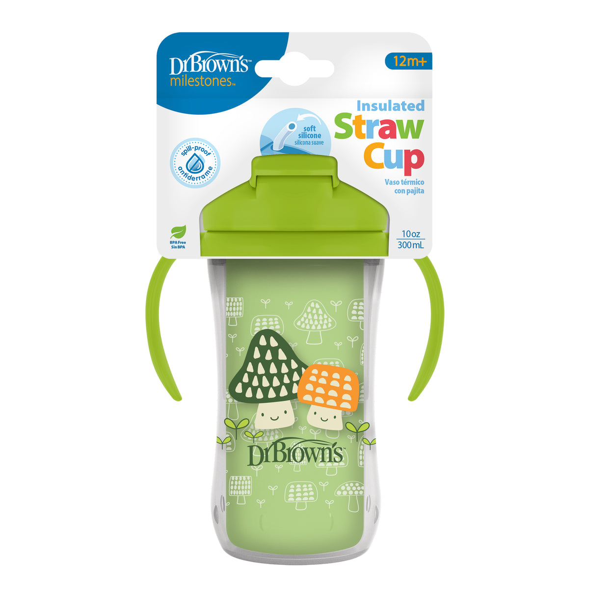 Vaso Termico Con Bombilla 12m+ Dr. Brown's 300ml Verde