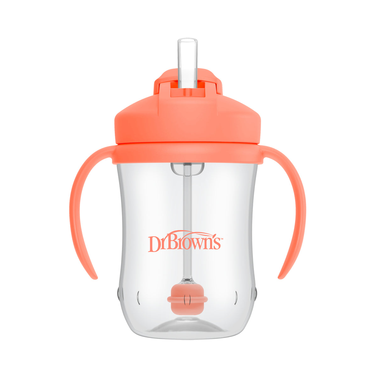 Vaso con asas y bombilla  270ml 6M+ Coral  Dr. Brown's