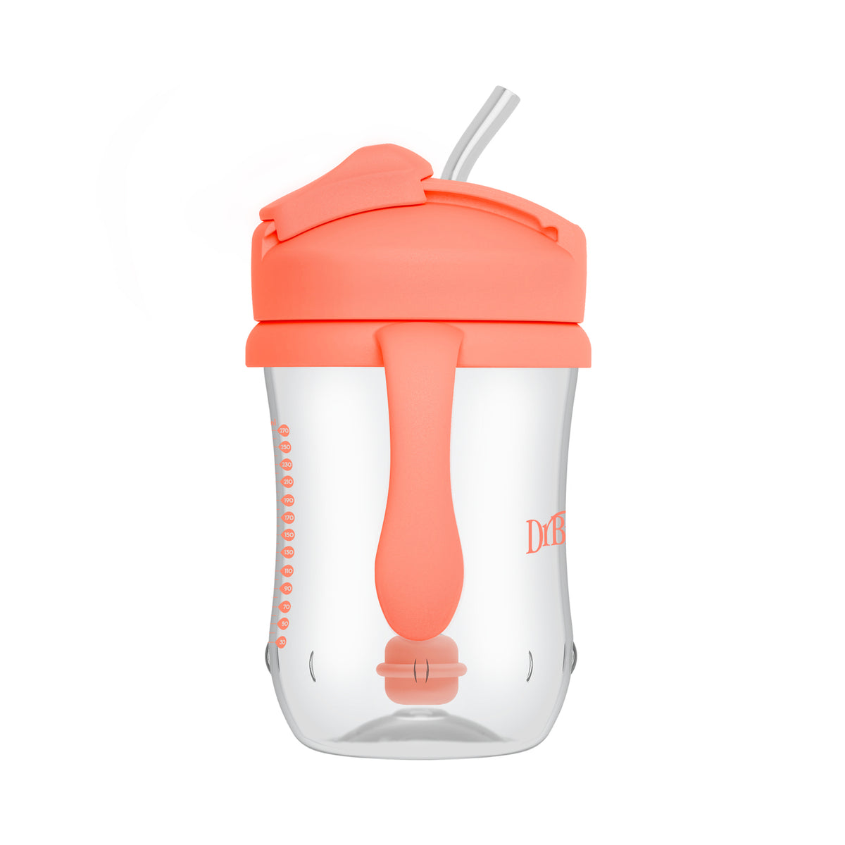 Vaso con asas y bombilla  270ml 6M+ Coral  Dr. Brown's