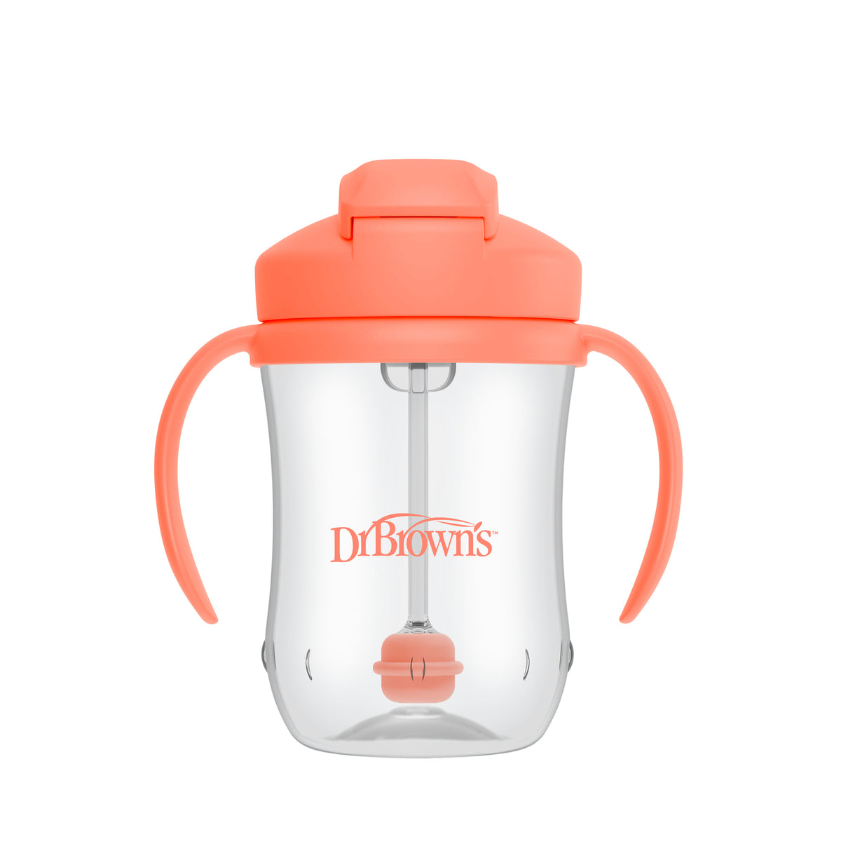 Vaso con asas y bombilla  270ml 6M+ Coral  Dr. Brown's