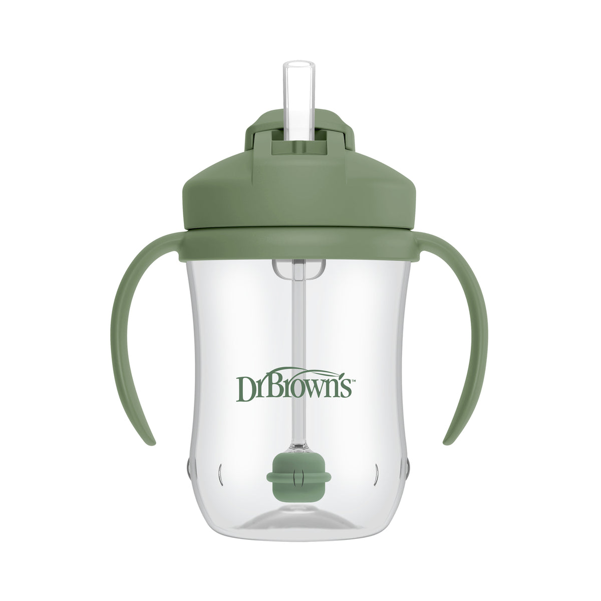 Vaso con asas y bombilla  270ml 6M+ Verde Musgo Dr. Brown's