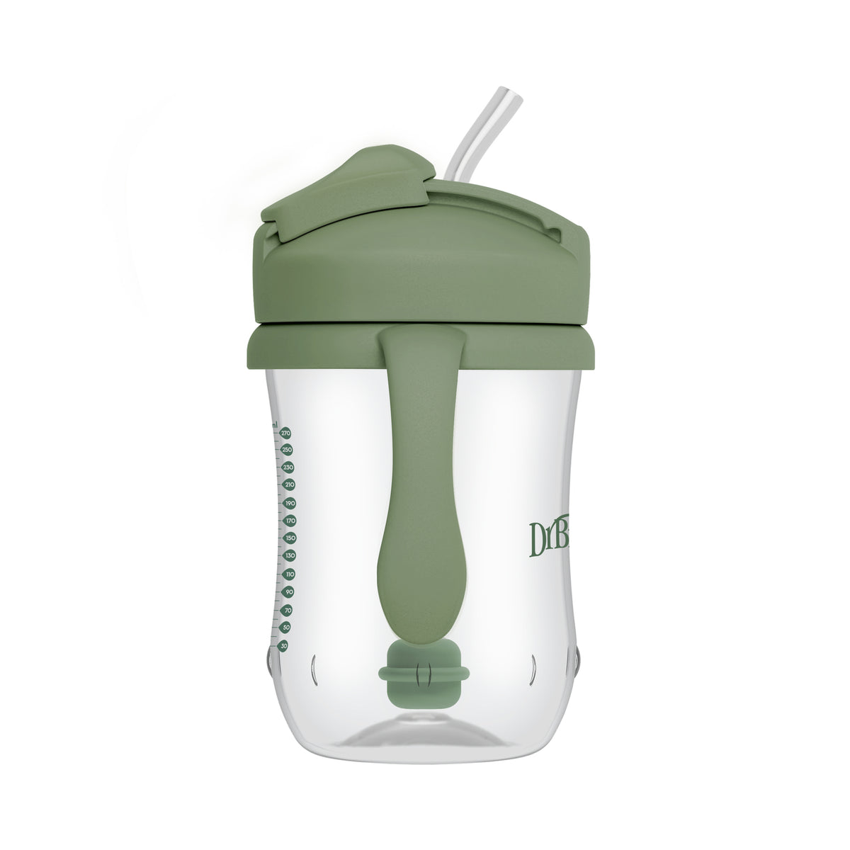 Vaso con asas y bombilla  270ml 6M+ Verde Musgo Dr. Brown's