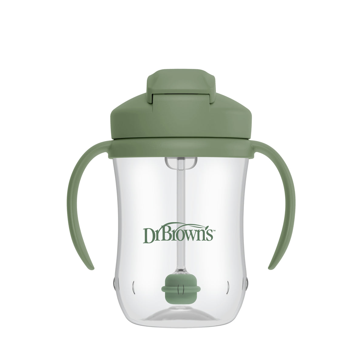 Vaso con asas y bombilla  270ml 6M+ Verde Musgo Dr. Brown's