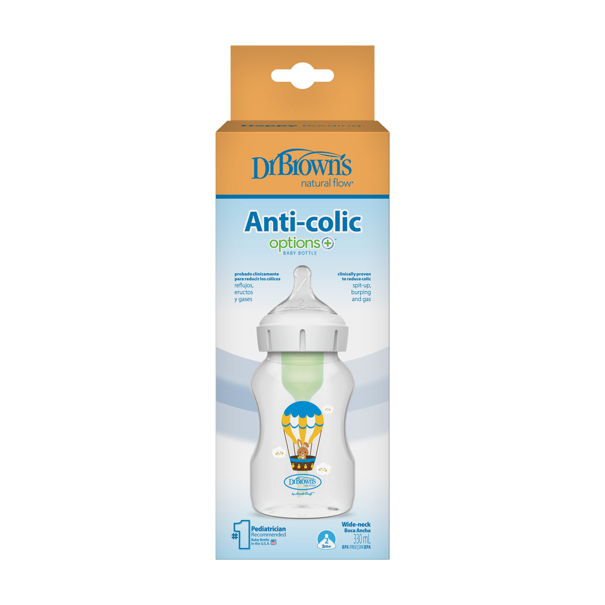 Mamadera Boca Ancha Options+ 330 Ml Conejo