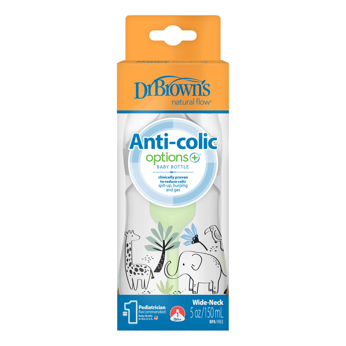 Mamadera Dr. Brown's boca ancha 150ml diseño animales