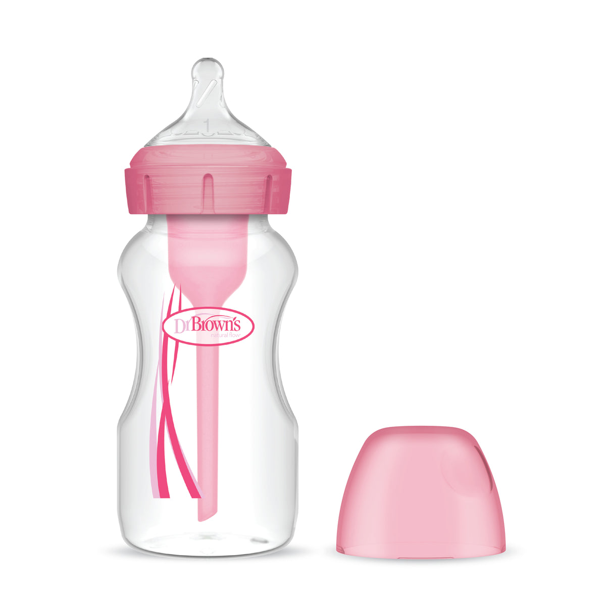 Mamadera Boca Ancha Dr Brown's Options+ 270ml Rosa