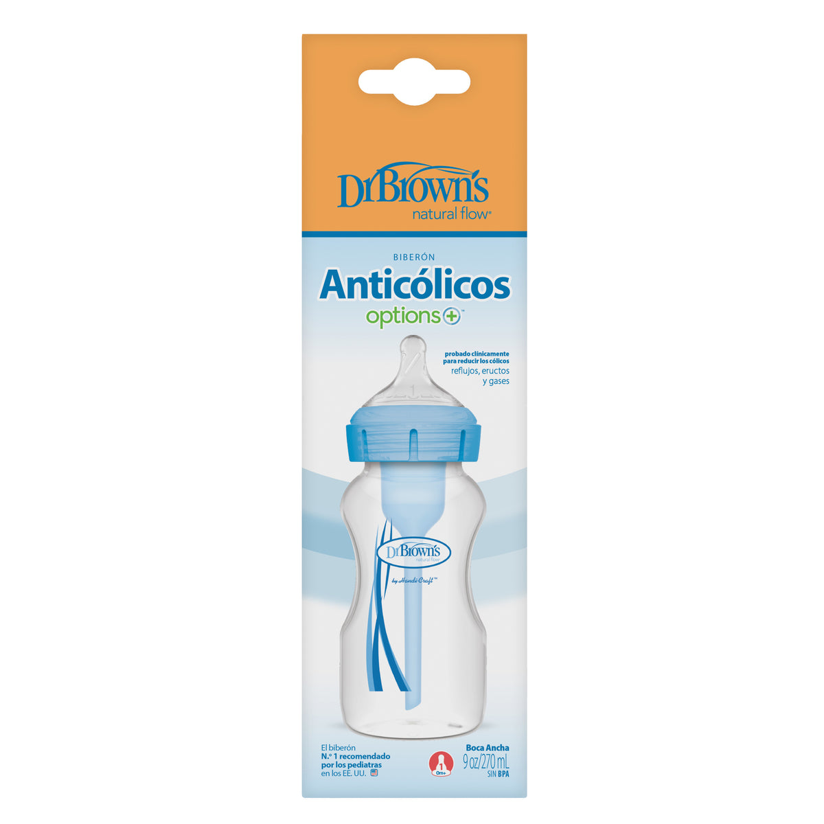 Mamadera Boca Ancha Dr Brown's Options+ 270ml Azul