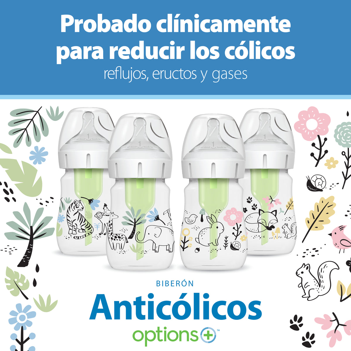 Pack 2 Mamadera Boca ancha Options+ 270ml Dinosaurios Dr. Brown's