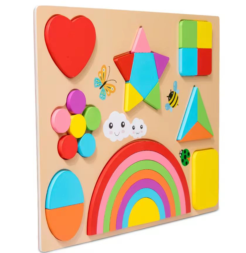 Juego De Encaje Madera Con Pizarra Multiusos