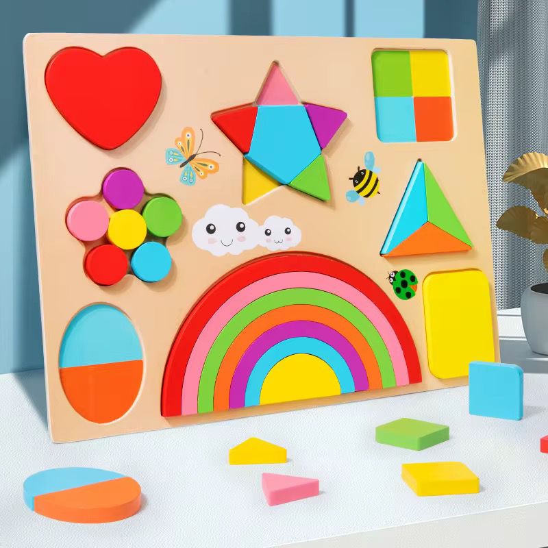 Juego De Encaje Madera Con Pizarra Multiusos